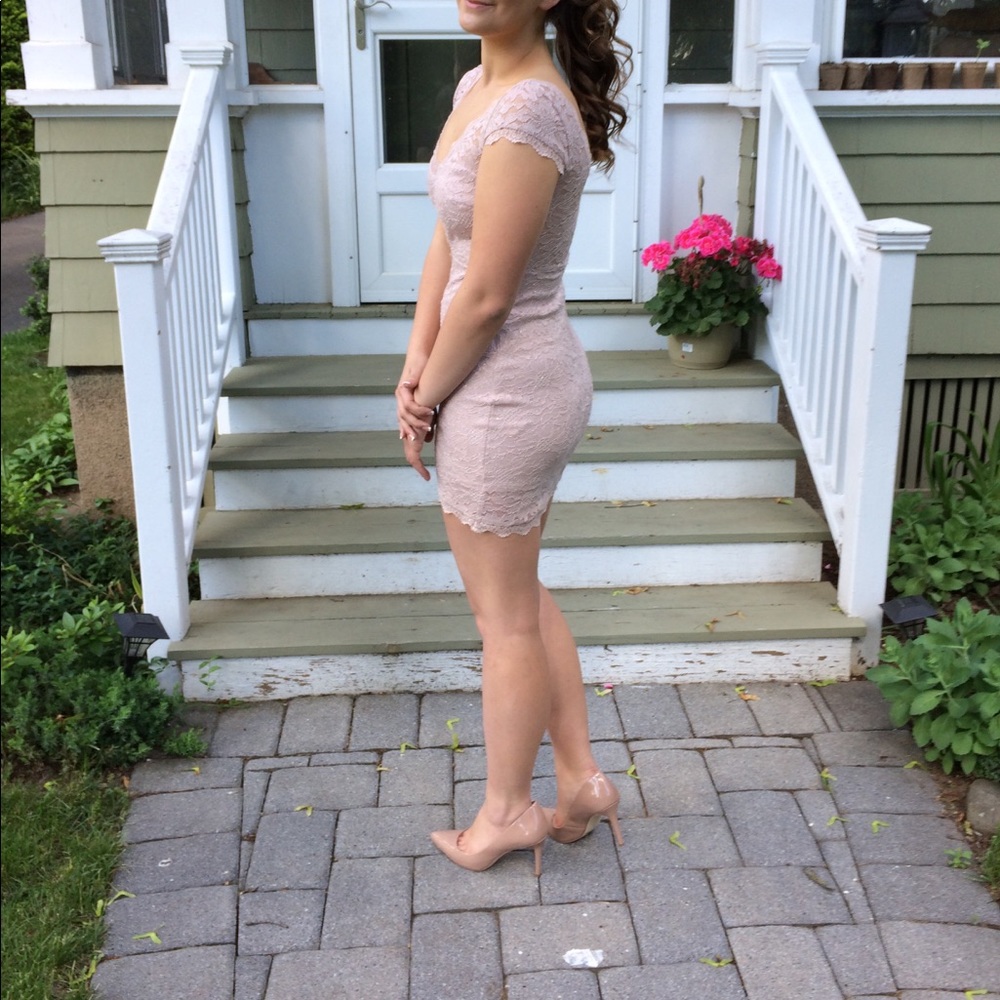 Short pink lace dress